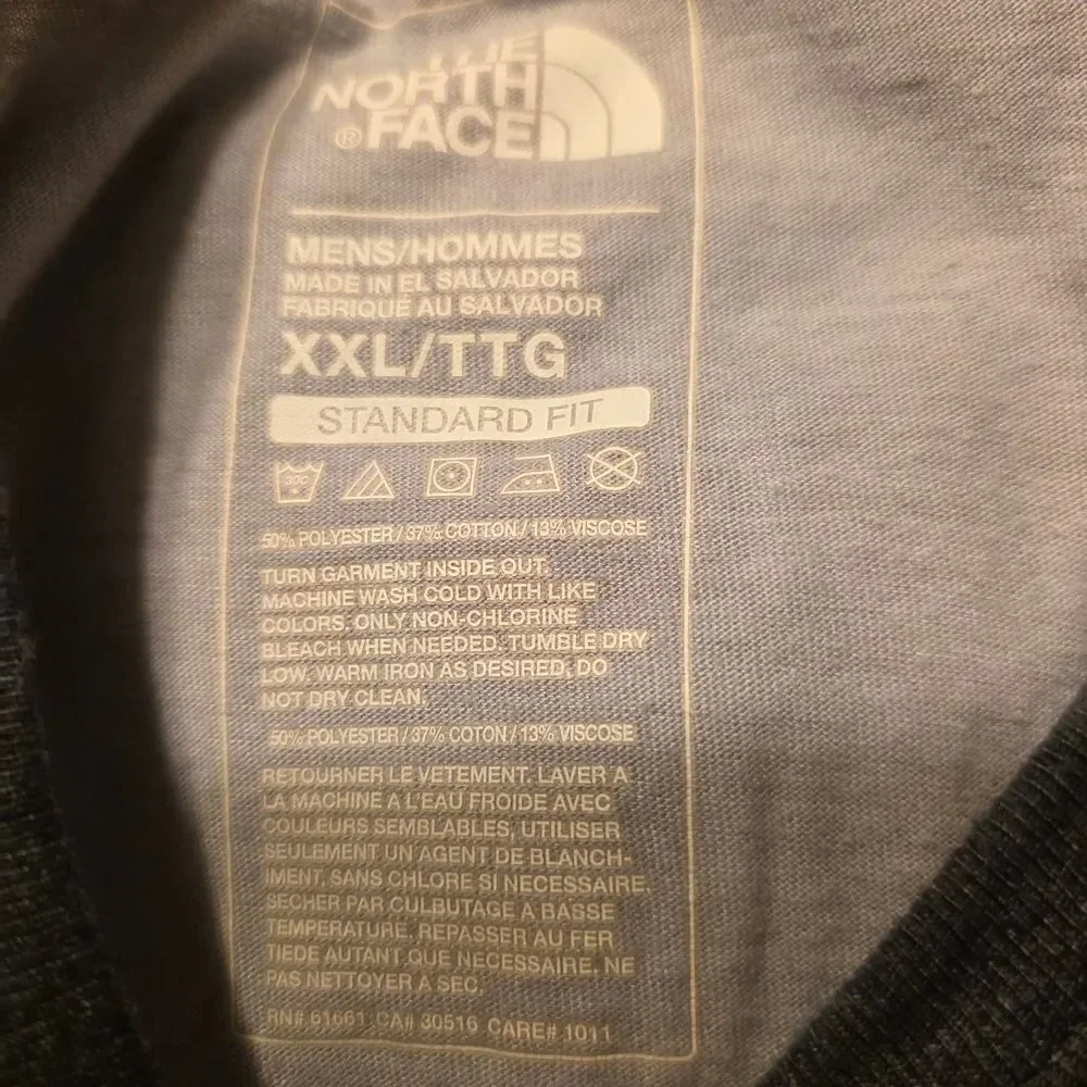 The North Face XXL Grey & Charcoal Raglan Long Sleeve Baseball Tee